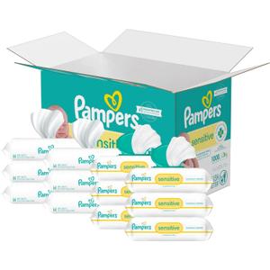 Pampers Sensitive Baby Wipes, Water Based, Hypoallergenic and Unscented, 8 Flip-Top Packs, 4 Refill Packs (1008 Wipes Total)