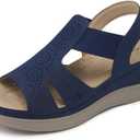 SHIBEVER Wedge Sandals Women Comfortable: Sandals for Women 2026 Dressy Summer Ankle Strap Open Toe Low Heel Platform Wedges Shoes, 41
