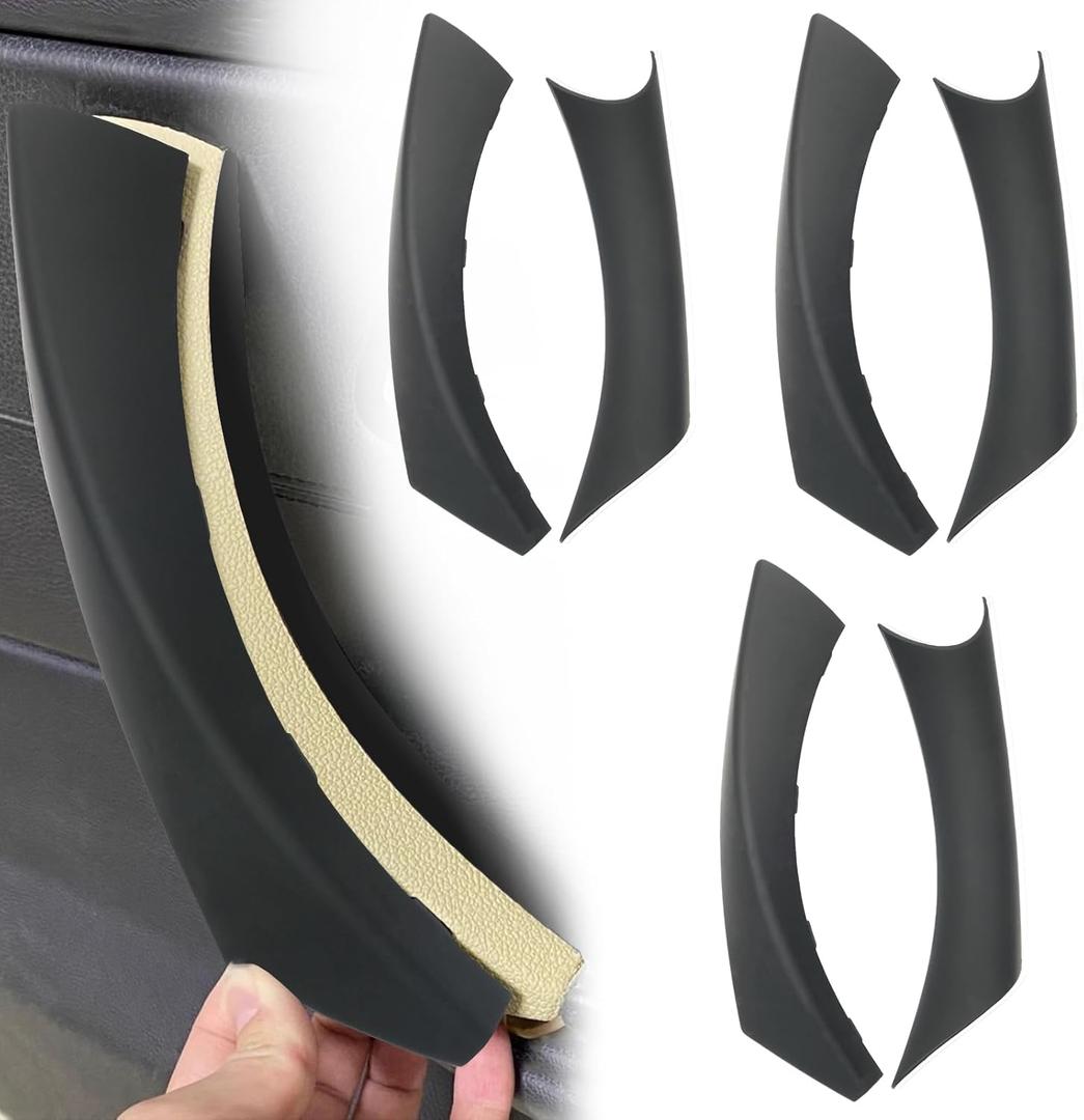 6PCS/Set Interior Inner Inside Door Pull Sticky Handle Cover for BMW 3 Series E90/E91/E92/E93 320 325 328 335 330 M3 (2004-2011) Left and Right Passenger Side (Black)