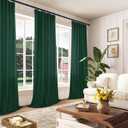 Mrs.Naturall Dark Emerald Green Sheer Curtains,Linen Forest Green Living Room Curtains 63 Inch Length Cortinas Verdes para Sala (36"W x 63"L (Pack of 2))