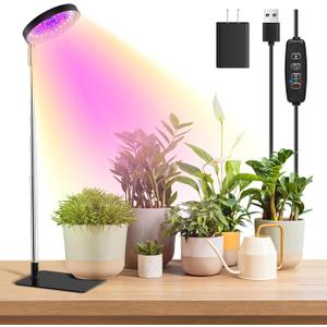 Grow Lights for Indoor Plants Full Spectrum, 48 LEDs Plant Light for Indoor Plants with 2 Mounting Options, 3 Optional Spectrums, 3/9/12Hrs, 10 Brightness, 7"-26" Height Adjustable (Black)