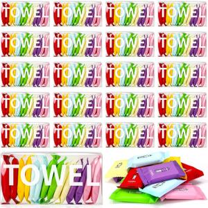 Hosuly 280 Count Disposable Compressed Towels Tablets Bulk Soft Colorful Face Compressed Towels Compact Washcloths for Travel Camping Hiking Sport Hotel Beauty Salon Essentials 9.5x12 Inches