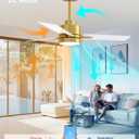 LANMEL 42'' Ceiling Fan with Lights and Remote, Low Profile Modern Ceiling Fan Gold, 6 Speed, Reversible, 3000k-6000k LED, Quiet DC Motor for Indoor Outdoor Bedroom Living Room