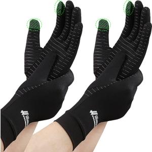 2-Pairs Pack Copper Full Finger Compression Gloves, Copper Arthritis Gloves for Women & Men Relieve Pain from Arthritis Pain, Swelling and Rheumatoid, and Everyday Hands Support (Large (Pack of 2))