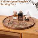 Round Wooden Serving Tray, 13.8 Inch Acacia Decorative Tray for Home Decor, Coffee Table, Farmhouse Style Wood Tray for Small Candle, Vases, Jewelry Organizer, Home Kitchen Dining Tabletop Decor