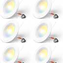 Amico 6 inch 5CCT LED Recessed Lighting 6 Pack, Dimmable, IC Rated, 12.5W=100W, 950LM Can Lights with Baffle Trim, 2700K/3000K/4000K/5000K/6000K Selectable, Retrofit Installation, ETL & FCC