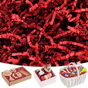 Koogel 1LB Red Shred Paper Fillers, Crinkle Cut Shredded Confetti for Basket Filling Birthday Party Box Fillers Gift Box Packaging Stuffing