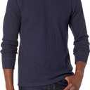 Amazon Essentials Men's Regular-Fit Long-Sleeve Waffle Shirt (Medium, Navy) M