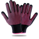 Teenitor 16 Pcs Heat Resistant Gloves With Silicone Bumps, Professional Heat Proof Glove Mitts For Hair Styling Curling Iron Wand Flat Iron Hot-Air Brushes Sublimation Gloves Rose Red