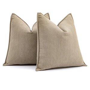MIULEE Pack of 2 Khaki Decorative Pillow Covers 22x22 Inch Soft Chenille Luxurious Couch Throw Pillows Farmhouse Cushion Covers Euro Shams with Elegant Design for Sofa Bedroom Living Room Home Decor