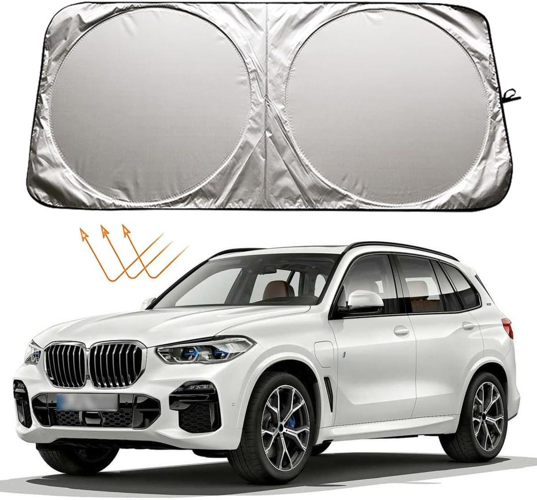 XHRING Windshield Sun Shade for BMW Accessories X5 X3 X7 X1 X4 X6 3 5 6 7 8 M5 M6 M7 M8 Series Accessories, Car Front Window Sunshade Sun Visor Shield for BMW Accessories