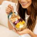 TOPMELON Salad Pod Mason Jar with Side Open, Portable Salad Container, Salad Jar with Dressing Cup, Suitable for Work, Outdoor, Travel (2PCS)