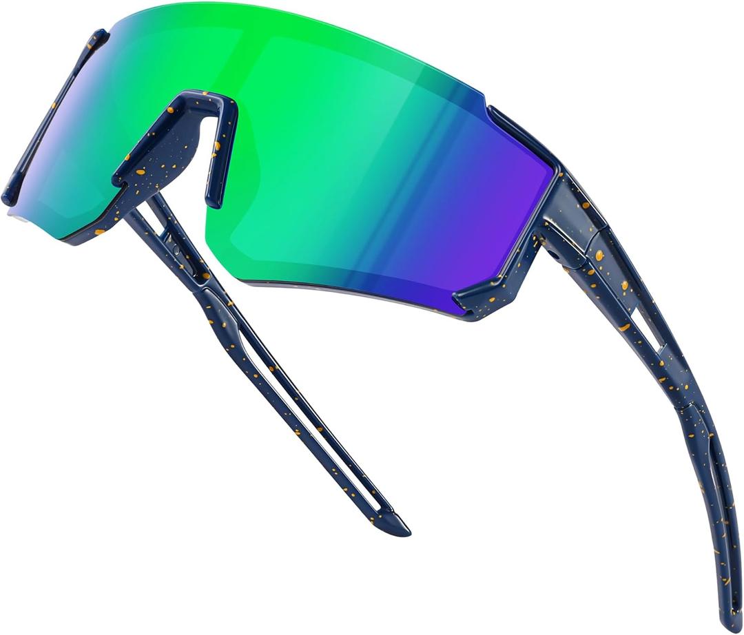 Fanshen Kids Baseball Sunglasses for Boys Girls Ages 3-12, Sports Polarized Youth Baseball Softball Sunglasses UV Protection (A03-deep Blue/Green)