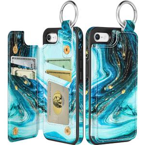 Shorogyt Compatible with iPhone 16e Wallet Case - Cute Fashion Cyan Design with Card Holder Kickstand for Magnetic Clasp Back Flip Folio Leather Phone Covers for Wome Girls Men