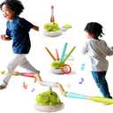 3-in-1 Musical Jump Toss Ring Game Rocket Launcher Toys for Kids Active Indoor/ Outdoor Toys with Remote Control, Outside Toys for Toddler 3-5 4-8 12 Girls Boys