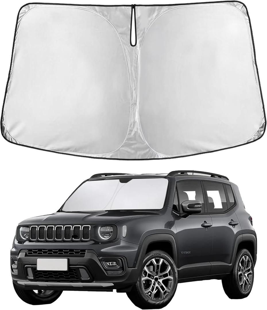EcoNour Windshield Sunshade Compatible for Jeep Renegade 2015-2023 2024 | Sun Visor for Front Windshield & Window Sun Shade Cover, UV Heat Blocker & Protector, Car Accessories