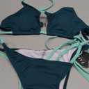 ZAFUL Women's Sexy Cutout Bikini Thong Bikini Set Tie Back Two Piece Swimsuit Bathing Suit (Medium, 2-a-deep Green)