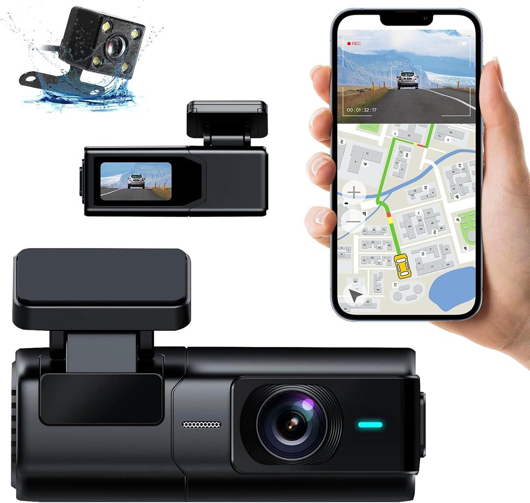 Dash Cam Front and Rear - 2K+1080P Dual Dash Cam for Cars Wi-Fi|App Control Dash Camera 1.5IPS Car Camera 170 Wide Angle|Night Vision|24HParking Mode|Free 64GB Card