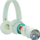 BuddyPhones POP Fun | Foldable Bluetooth Kids Headphones + Microphone, Works Wired or Wireless - SafeAudio Volume Limiting for iPhone/iPad/Tablet/PC and More (Green)