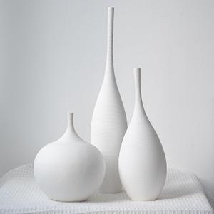 Relexome White Ceramic Vase Modern Boho Wabi-Sabi Flower Vase Set of 3 Decorative Aesthetic Vases for Centerpieces Pampas Matte Minimalist Vases for Living Room Table Shelf Home Decor Gift