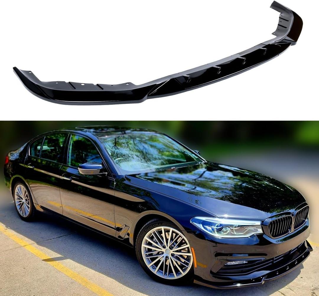 Front Lip Compatible with BMW G30 5 Series Base 2017-2019, Fits for 520i 530i 530e 535i 540i M550i, Bumper Air Dam Lower Chin Spoiler Splitter, Protection Body (Gloss Black)