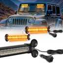 WINECO Emergency LED Strobe Traffic Advisor Lights Bar, Car Windshield Hazard Safety Warning Directional Flashing light w/Suction Cups Split Mount for Vehicle Trucks Volunteer, 2x12inch, Amber
