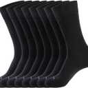 WANDER Men's Solid Dress Socks Cotton Black Men 8 Pairs Trouser Thin Classic Socks (Shoe Size:9-12, 8 Pairs Black)