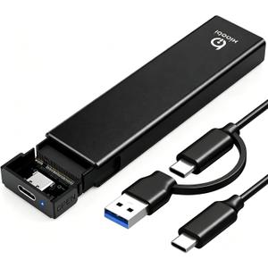M.2 NVMe SSD Enclosure, Tool-Free Installation, USB 3.2 Gen 2 (10 Gbps) to NVME M-Key/(B+M) Key PCIe NVMe Adapter Support UASP and Trim, for SSDs 2230/2242 /2260/2280