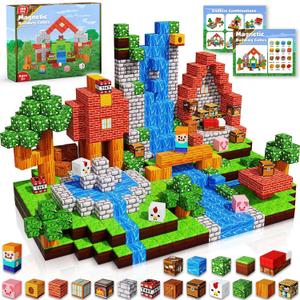 Goody King Magnetic Blocks |100PCS Magnetic Building Cube Game, Constructions Toys for Boys & Girls Age 3-4, 5 6 7 8 9 10, STEM Montessori Stacking Toy, Sensory Tiles Building Birthday for Toddlers, Woods