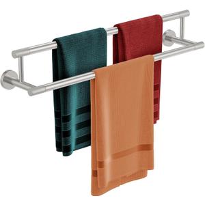 KOCOK Double Bath Towel Bar 24 Inch, Brushed Nickel Towel Rack for Bathroom SUS304 Stainless Steel Towel Rod Wall Mounted Bathroom Towel Holder for wall