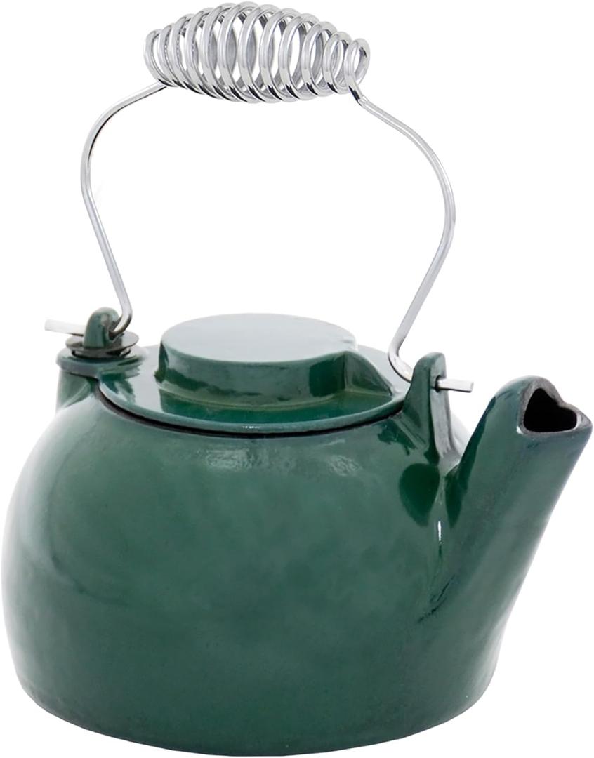 Green Enameled Humidifying Kettle, 2.5 Quarts