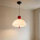 Large Milk White Pendant Light 15.7" Glass Hanging Ceiling Light Fixture Mid Century Globe Hanging Light Shade 3-Light Base for Kitchen Island Dining Room Bedroom, Adjustable Cord Chandelier