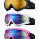 Ski Goggles, 3 Pack Snow Goggles for Men, Women, Kids & Youth, UV400 Protection for Skiing & Snowboarding
