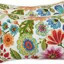 Pillow Perfect Bright Floral Indoor/Outdoor Accent Throw Pillow Plush Fill, Weather, and Fade Resistant, Lumbar - 11.5" x 18.5", Blue/Purple Gregoire 2 Count