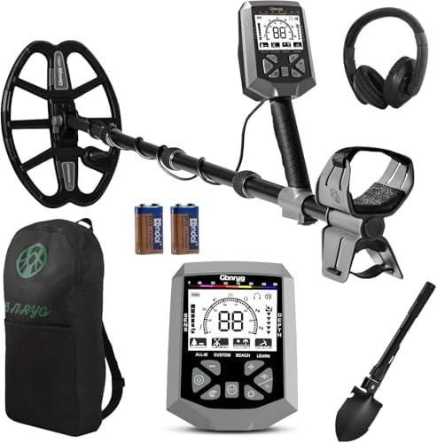 Gbnryg Metal Detector for Adults,12″ IP68 Waterproof Search Coil with High Accuracy System,Advanced DSP Chip Technology,5 Modes with LCD Backlit Display for Beach Hunting&Jewelry Finding