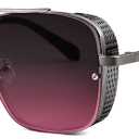 FEISEDY Sunglasses Mens Women Vintage Pilot Square Trendy Metal Steampunk Fishing Driving Sun Glasses B2894