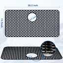 Bestjing Silicone Sink Protectors for Kitchen Sink with Rear Drain - 28.3"x 15.7" Kitchen Protector Accessory, Non-Slip Heat Resistan Mat for Bottom of Farmhouse Stainless Steel (Rear Hole, Black)