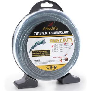 A ANLEOLIFE 1-Pound Heavy Duty Twisted .095-inch-by-393-ft Dual Core String Spiral Trimmer Line Donut,with Bonus Line Cutter