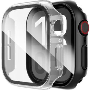 SPGUARD Pack of 2 Full Protective PC Hard Case Compatible with Apple Watch Series 11 10 42mm,with Scratch Resistant Tempered Glass Screen Protector, HD Film Face Cover for iWatch S11 S10 Accessories