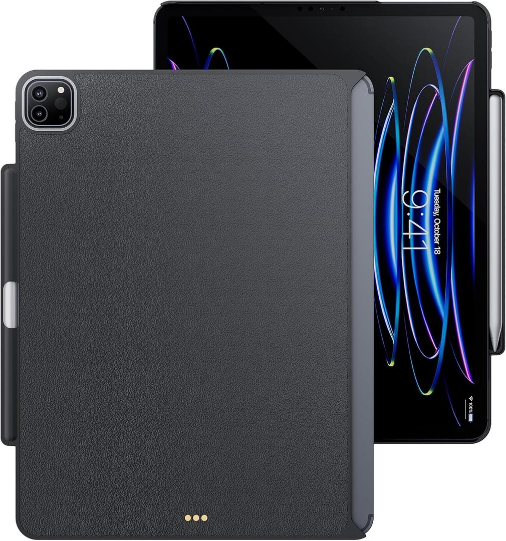 Case for iPad Pro 12.9 Inch 2018-2022 (3rd-6th Gen) iPad Air 13 Inch 2024(M2) / 2025(M3) with Pencil Holder, Slim Magnetic Case Compatible with Magic Keyboard & Smart Keyboard Folio, Protective Cover