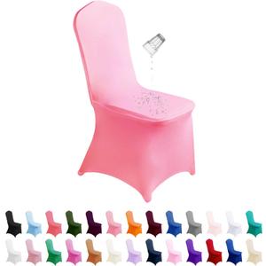SuperO Waterproof Spandex Chair Cover 25PCS, Stretch Dining Chair Covers, Polyester Outdoor Chair Covers, Protector Stretch Chair Cover for Party Universal, Banquet, Wedding Event, Hotel (Pink)