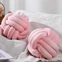 Namalu 2 Pieces Plush Knot Ball Pillows Decorative Round Throw Knotted Pillows Aesthetic Stuffed Pillows for Stress Relieving Bed Sofa Bedroom Decoration (Light Pink,10.6 Inches)