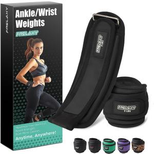 Frelaxy Ankle Wrist Weights for Women Men Kids, Comfy& Adjustable Leg Arm Weights Set for Walking, Gym, Yoga, Pilates, Dance, Cardio & Strength Training 3lbs 1 Pair (Black/White)