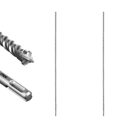 SALI SDS Plus Rotary Hammer Drill Bit 2 Pcs 1/2"*39" Concrete Drill Bit Kit Cross-Type Double Thread Carbide Material Suitable for Concrete, Brick, Cement Walls, Stone, Hammer Drill Bits for Concrete