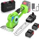 Cordless Hedge Trimmer, 2-in-1 Hedge Trimmer, Ultra Long Battery Life with Battery*2, high-Power and high-Capacity Grass Trimmer for Gardens, Yards and lawns, Including Charger (green-black)