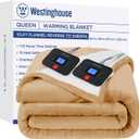 Westinghouse Electric Blanket Queen, Heated Blanket Queen Size with 10 Heating Levels and 1 to 12 Hours Heating Time Settings, Flannel to Sherpa Reversible, Machine Washable (84" x 90", Brown) (Queen 84"x90")