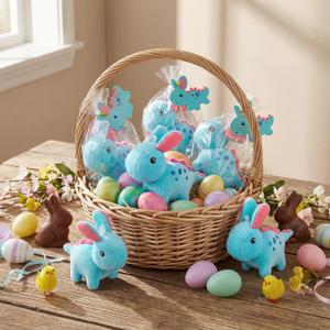 12 Set Easter Dinosaurs Stuffed Animal Plush Toys Bulk for Kids 4.7'' Mini Stuffed Animal Small Plush Fluffy Toys with Card for Easter Egg Hunt Favor Basket Filler Hunt Game Supply