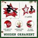 3 x Gymnastics Christmas Ornament for Girls - Red Glitter Star Xmas Tree Ornament, 2 Layer Wooden - Unique & Speical Holiday Decorations for Athletes, Students, Coaches