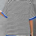 Dokotoo Oversized T Shirts for Women Fashion 2025 Casual Striped Color Block Crewneck Short Sleeve Tee Spring Tops for Women Loose Fit Lightweight Thin Trendy Pullover T-Shirts Blouse Black (Small)