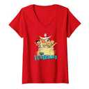 Womens The Flintstones Ride On V-Neck T-Shirt XL